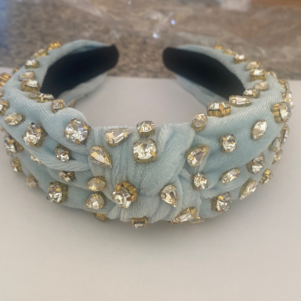 Velvety Headband Smaller Shimmer Headband with sewn crystals New